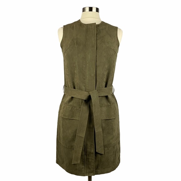 SHADES OF GREY Faux Suede Olive Green Vest XS - Picture 1 of 11